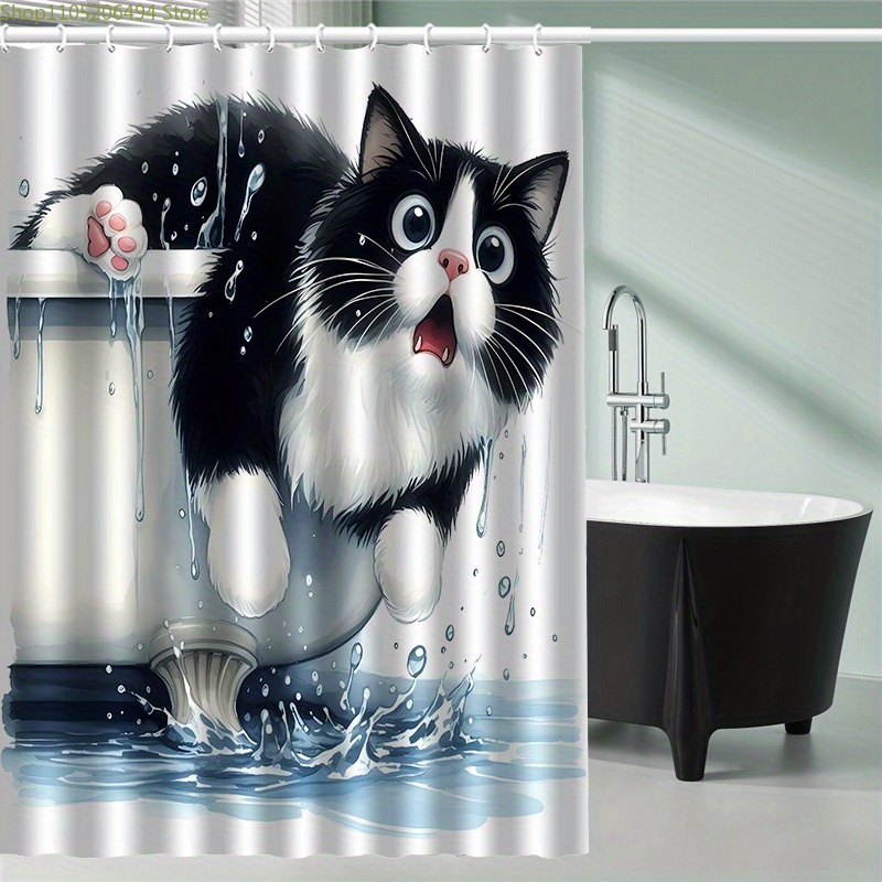Home Decor Bathroom Ideas - Zabawny kot skaczący z wanny na