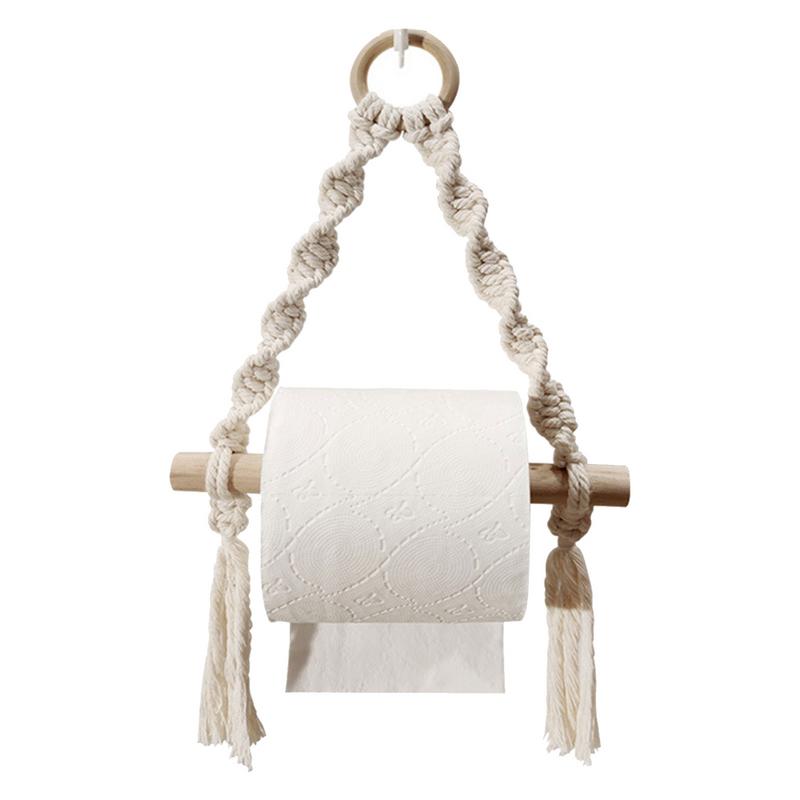 Home Bathroom Towel Dispenser - Ręcznie tkany drewniany uchwyt na papier