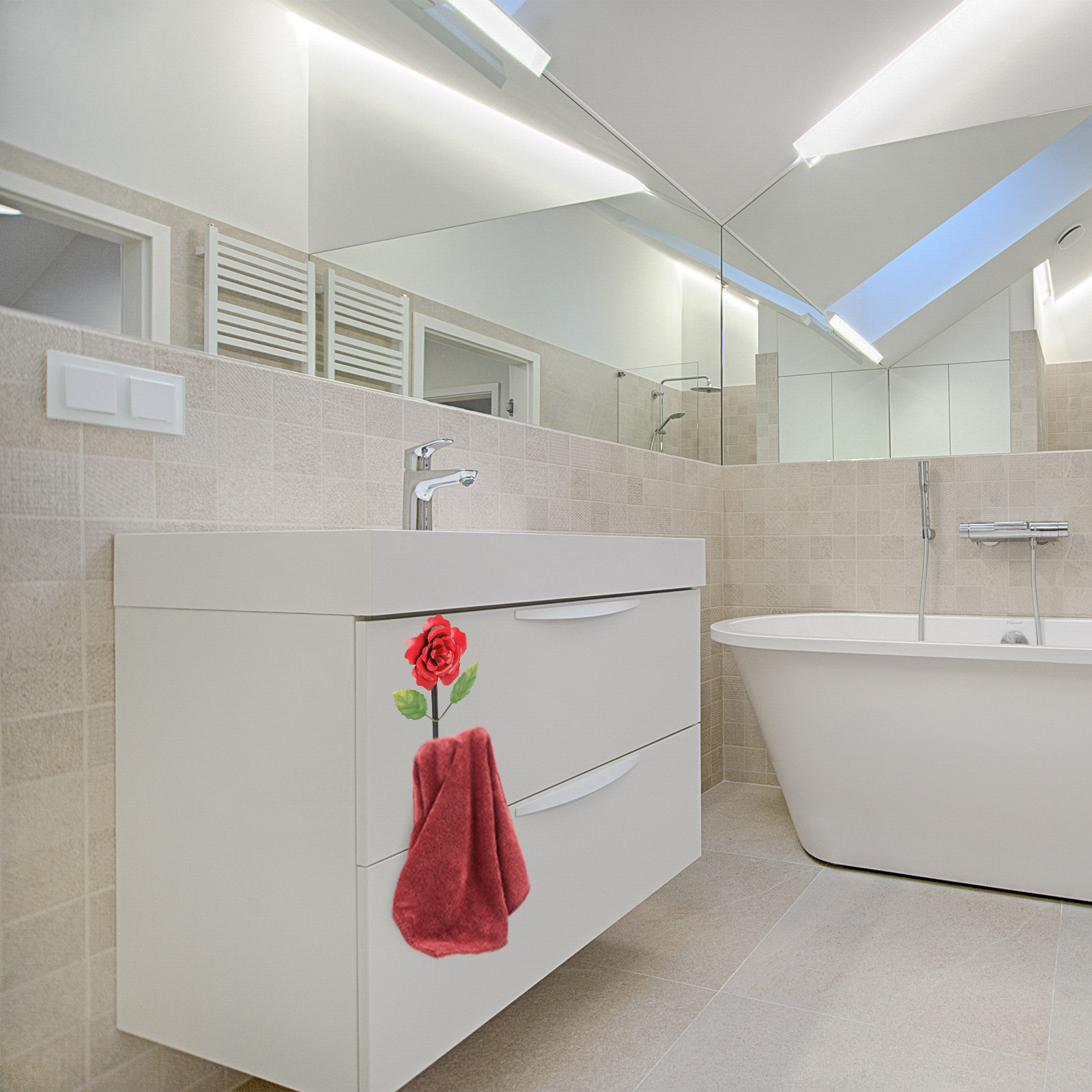 Home Bathroom Key - Wieszaki ścienne w kształcie róży, żelazne