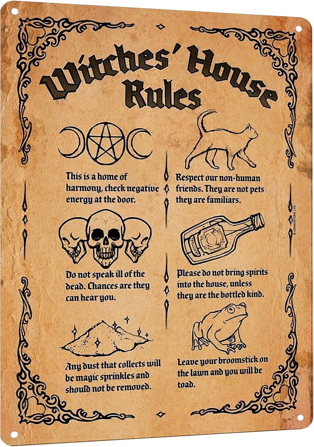 Home Bathroom Rules - Y1, Metalowy Znak z Zasadami Domu