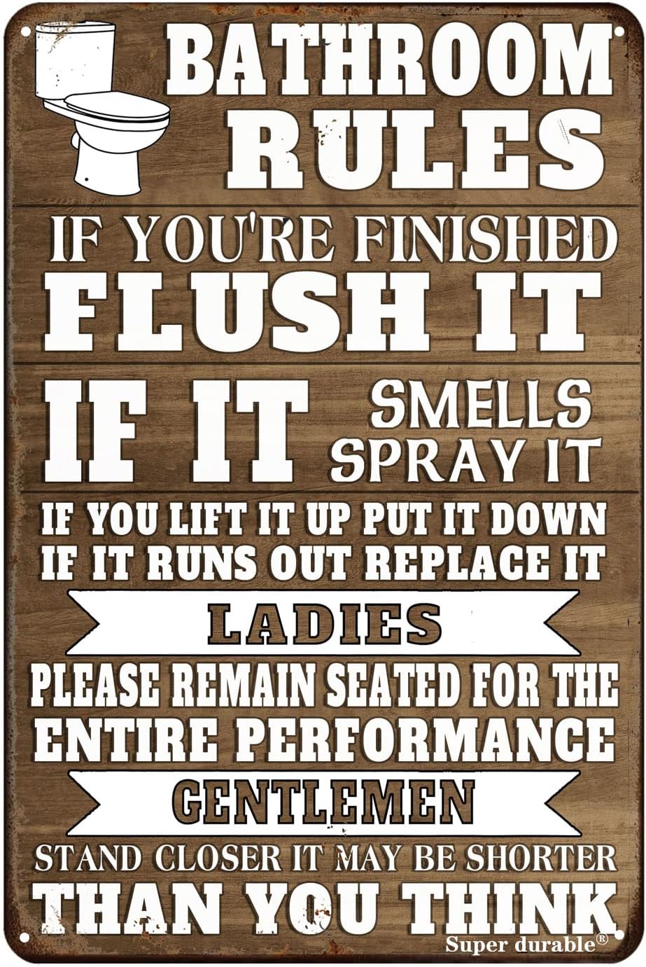 Home Bathroom Rules - Zabawne Zasady Toalety Metalowy Znak Blaszany