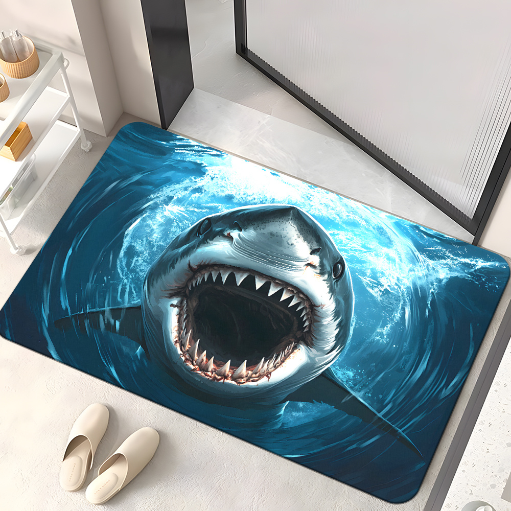 Home Decor Bathroom Ideas - Wytrzymała wycieraczka z nadrukiem rekina, mata