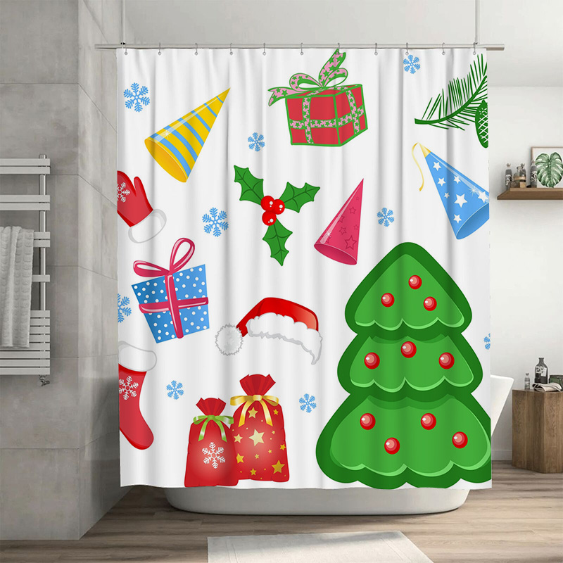 Home Decor Bathroom Ideas - Zasłona prysznicowa TU Świąteczny Las Wzór
