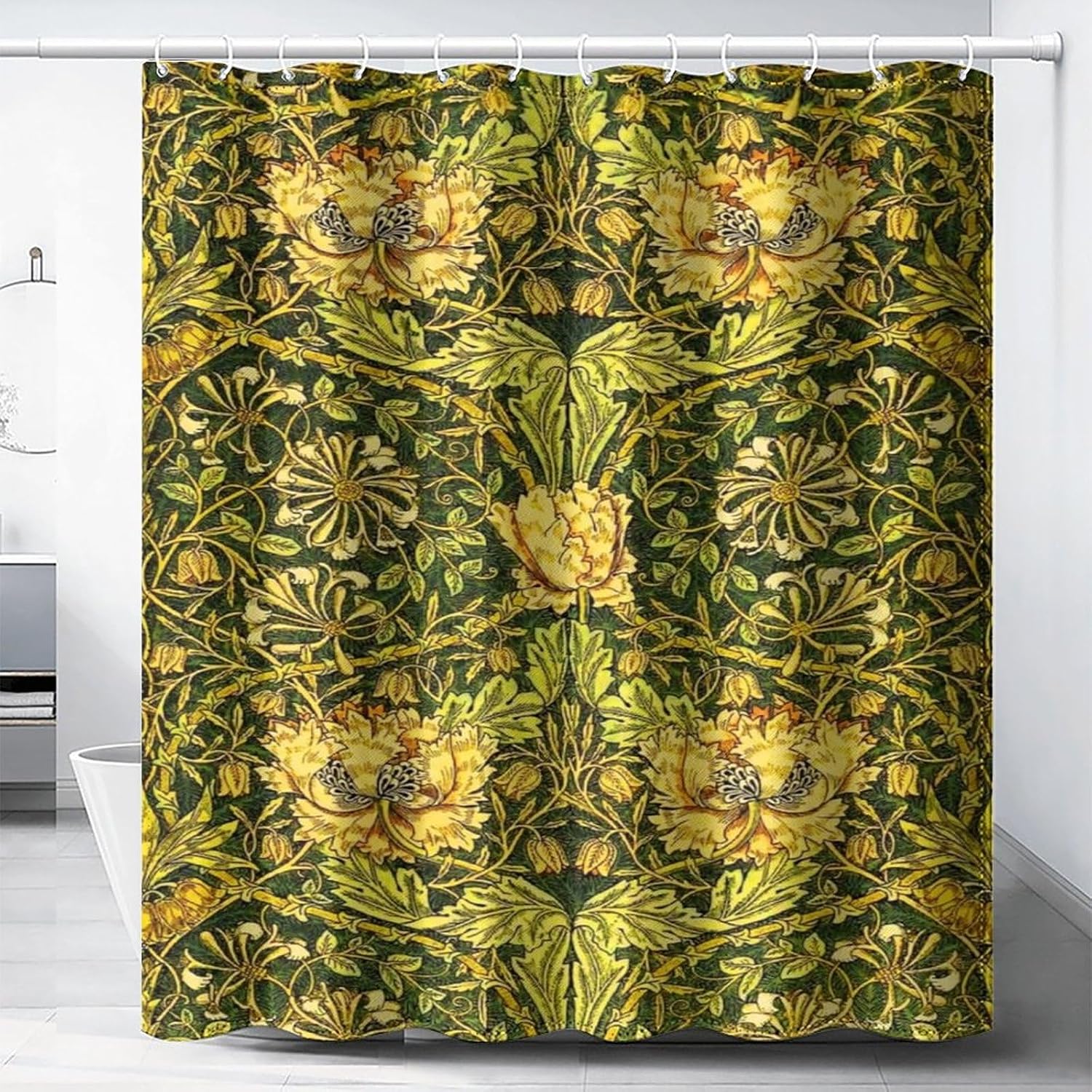Home Decor Bathroom Ideas - Wodoodporna zasłona prysznicowa z motywem botanicznym,