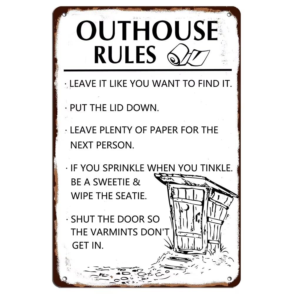 Home Bathroom Rules - Zabawny metalowy szyld z regulami dla