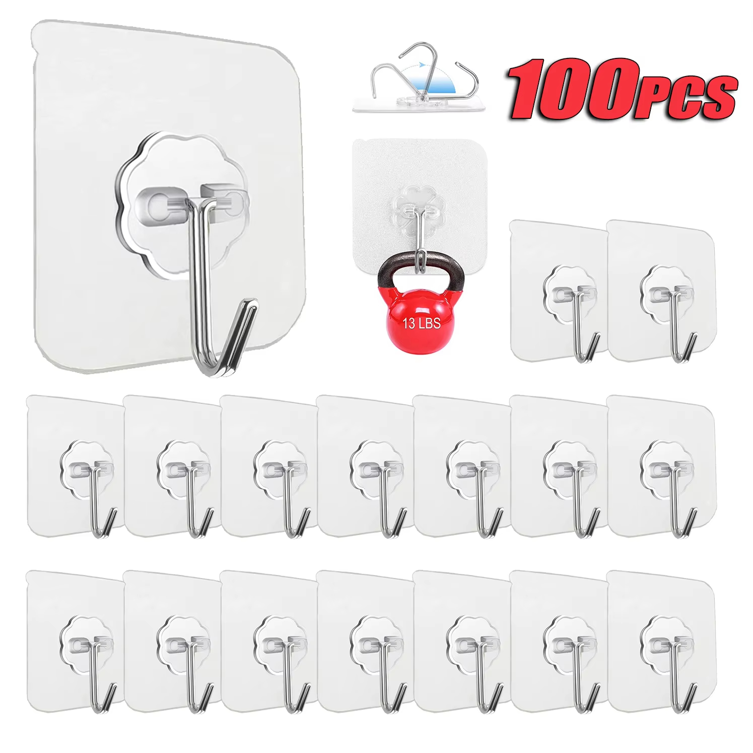 Home Bathroom Key - Przezroczyste samoprzylepne haki ścienne ze stali