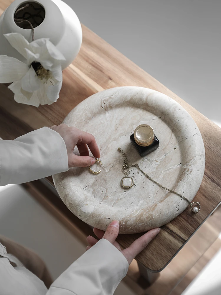 Home Bathroom Trends - Modna Beżowa Taca z Travertynu do