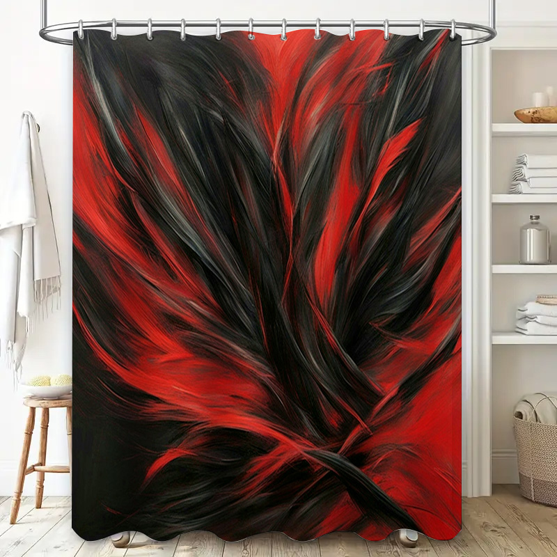 Czerwono-czarna zasłona pryszn – Home Decor Bathroom Ideas recenzja i cena