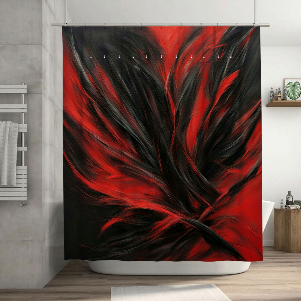 Czerwono-czarna zasłona pryszn – Home Decor Bathroom Ideas recenzja i cena