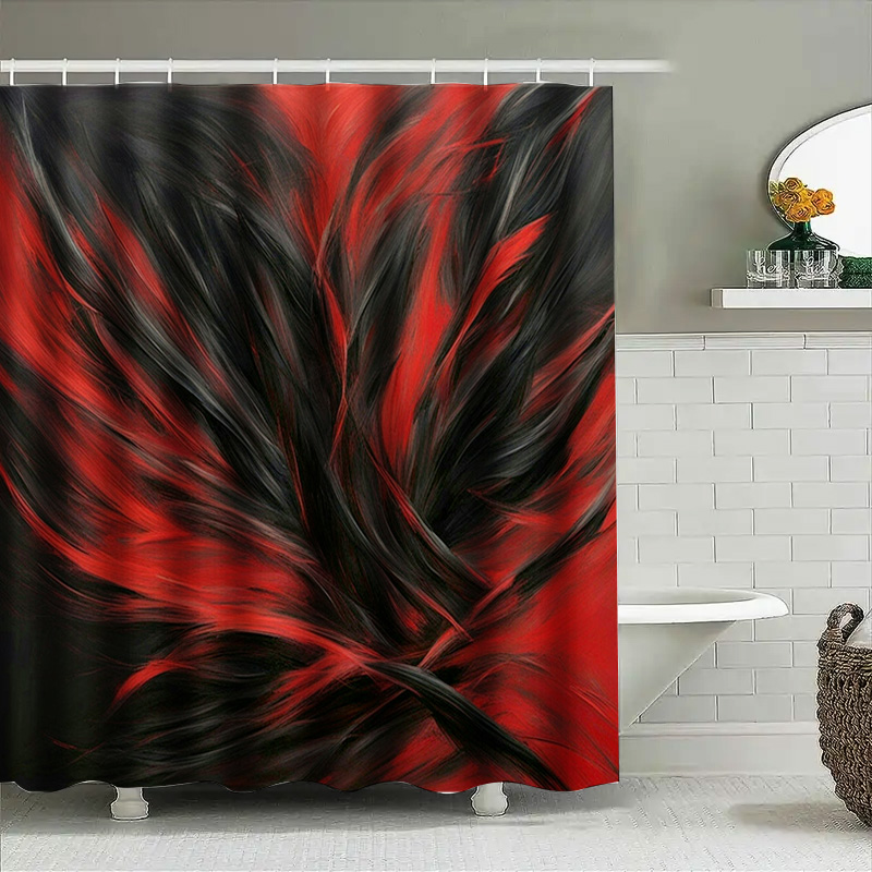 Czerwono-czarna zasłona pryszn – Home Decor Bathroom Ideas recenzja i cena