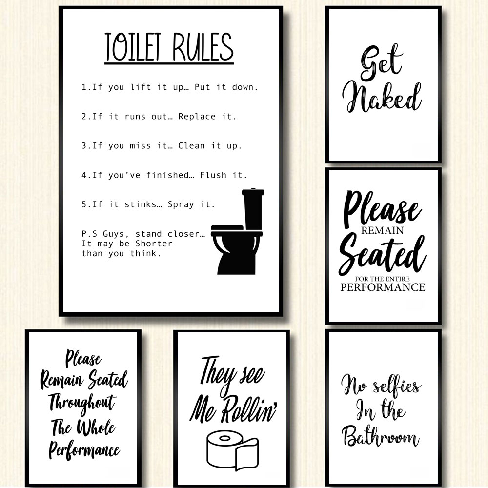Obraz na płótnie do łazienki,  – Home Bathroom Rules recenzja i cena
