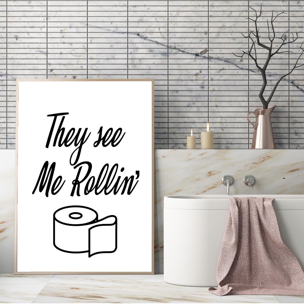 Obraz na płótnie do łazienki,  – Home Bathroom Rules recenzja i cena