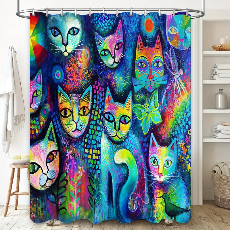 Zasłona prysznicowa z kotami,  – Home Decor Bathroom Ideas recenzja i cena