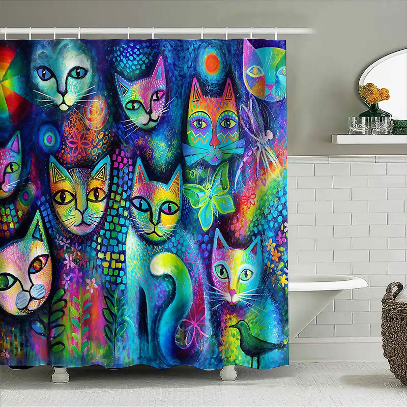 Zasłona prysznicowa z kotami,  – Home Decor Bathroom Ideas recenzja i cena